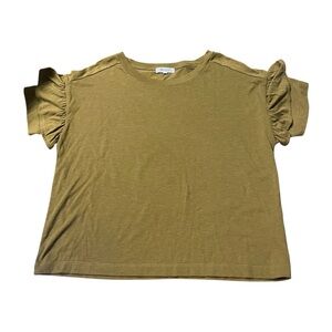 Madewell‎ Women Medium Green Brown Olive Solid Short Sleeve Top Shirt Blouse